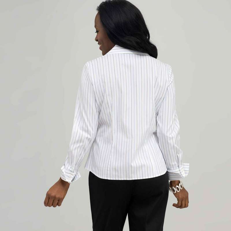 プラチナブルーストライプのイージーケアフィットシャツ , ホワイト, large image number 1