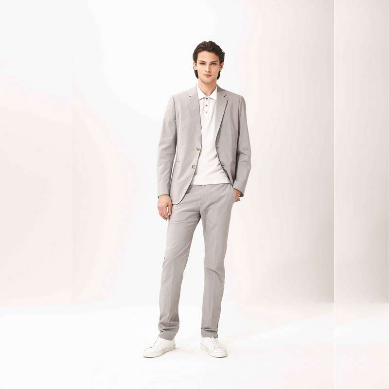 ストレートレッグストレッチパンツ, ホワイト, large image number 2