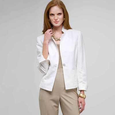 ウォッシャブルリネン 1 つボタンジャケット